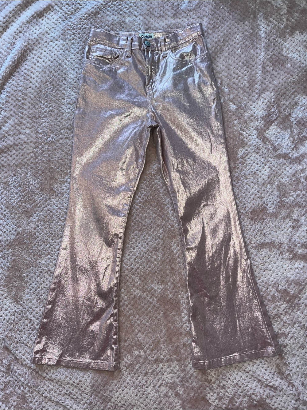 OshKosh B'gosh Rose Gold Pink Metallic Flare Pants Size 10 / 10A